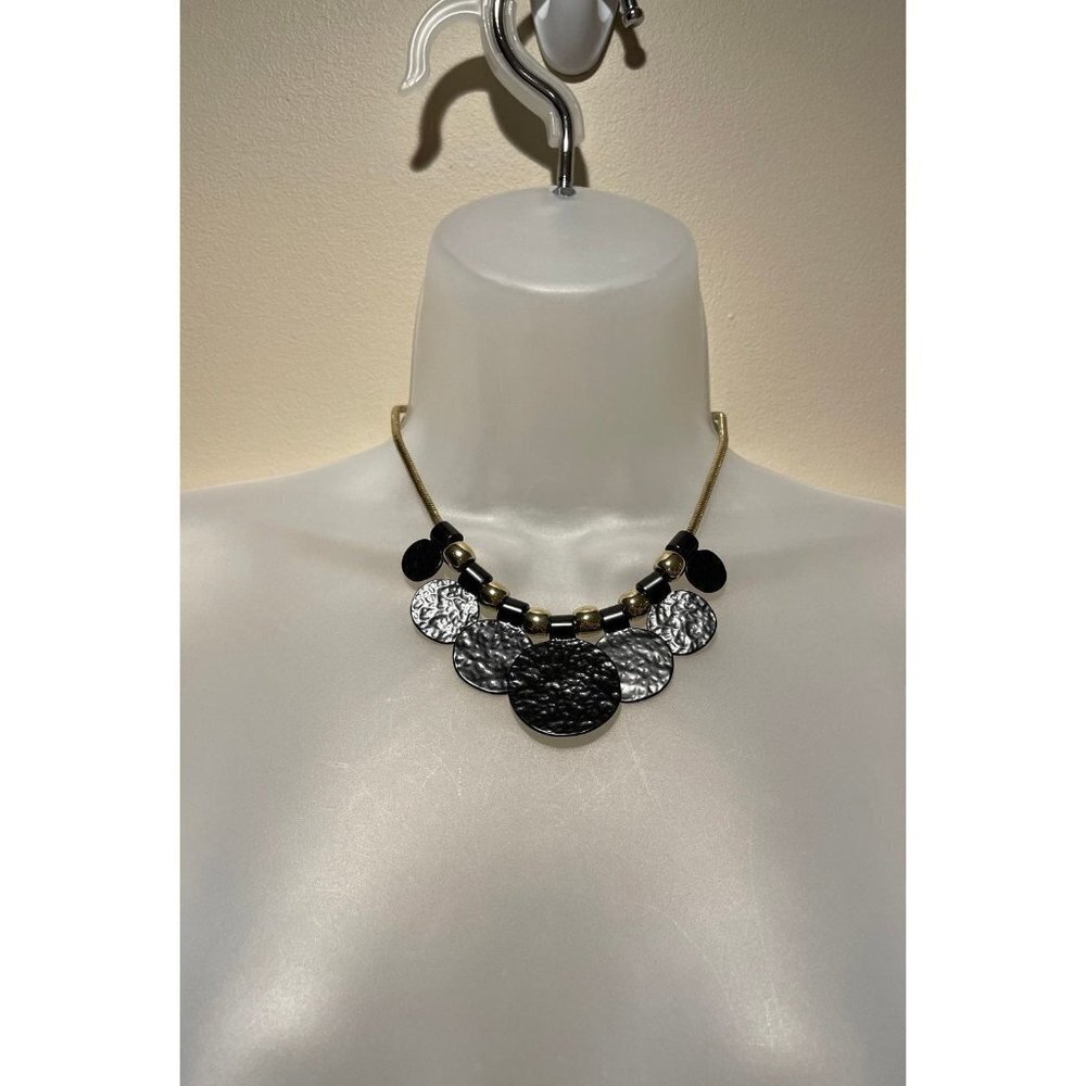 Hammered Disc Statement Necklace